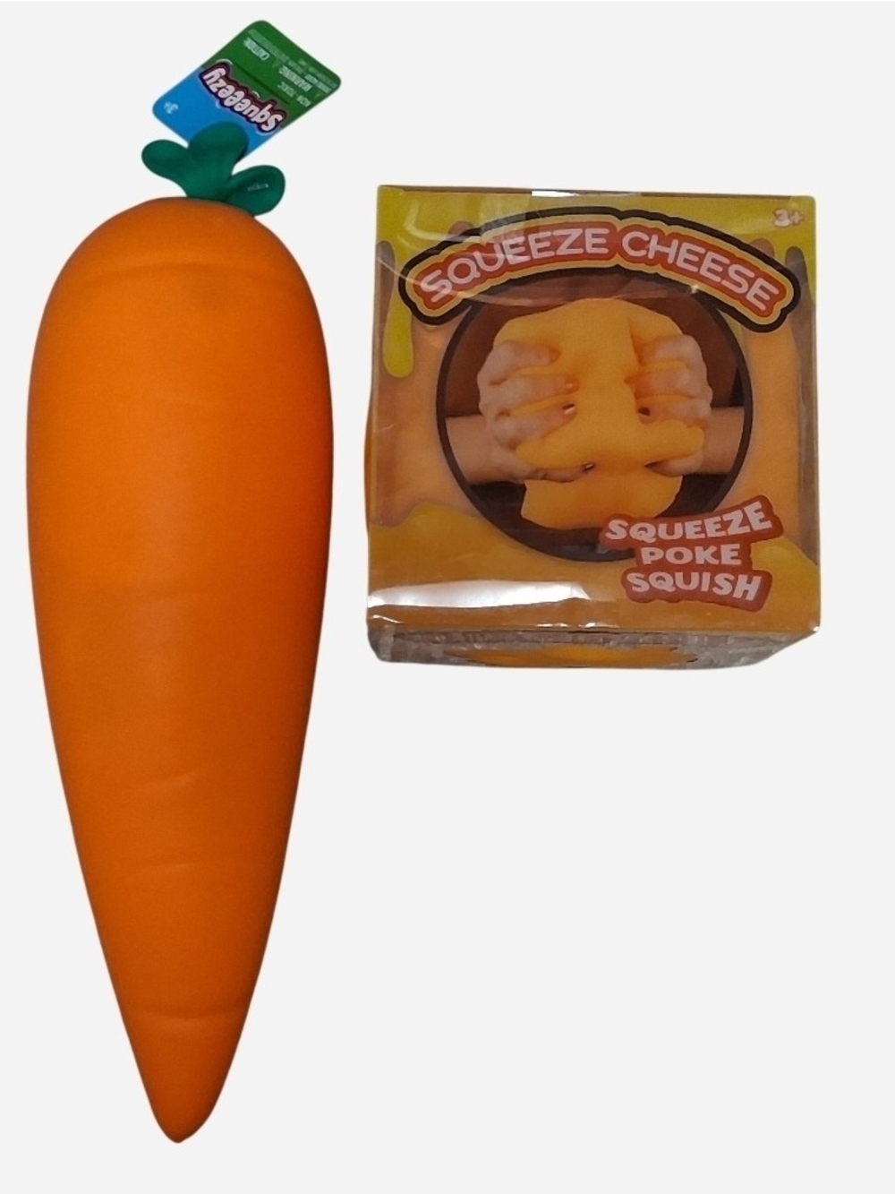 Carrot Squeeze Toy & Squeeze Cheese Bundle New